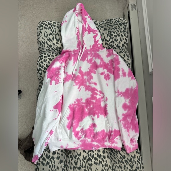 Tops - Pink & White Tie Dye Hoodie Size Medium